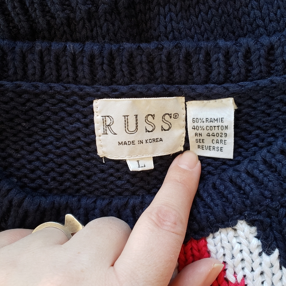 Vintage Navy and Pink Sweater top - Picture 4 of 4